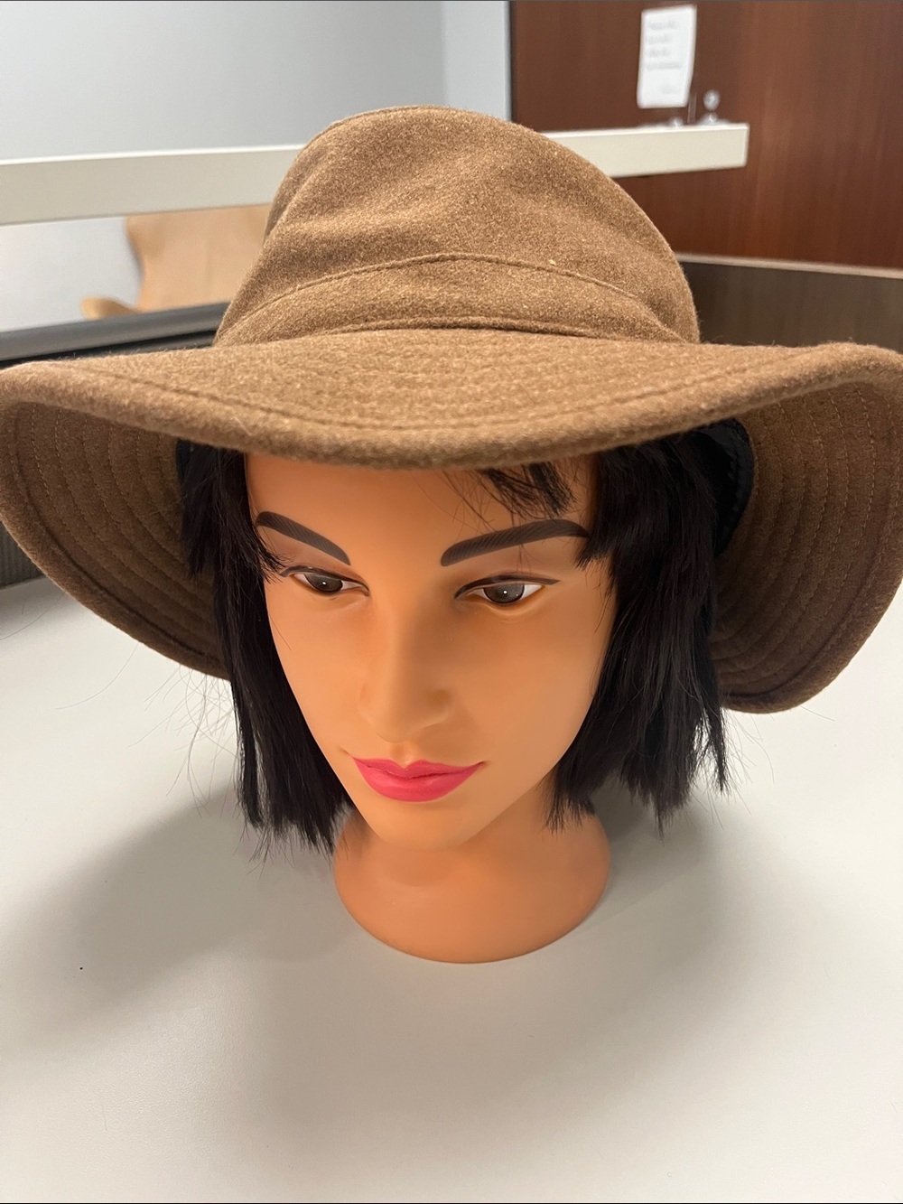 Duluth Trading Co Brown Wide-Brim Wool Hat w/ ear flaps